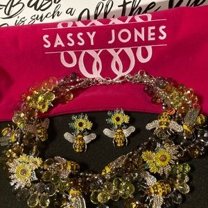 Sassy Jones Queen Bee Bib with removable brooches.